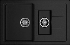 GRANFEST Мойка композит QUADRO GF-Q--775KL 1.5-чаш+крыло 775*500мм  черный арт.GF-, фото 1